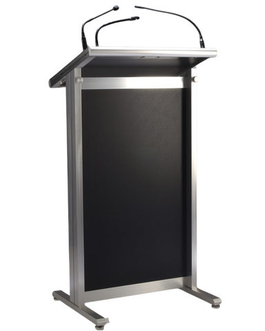 Senator Lectern - Silver - Dual mic Inputs , light socket, and a digital clock